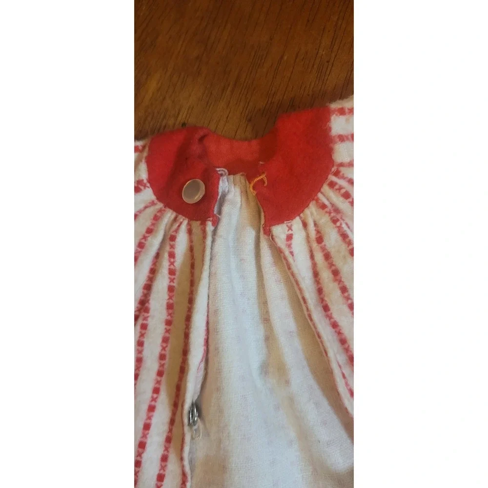 Vintage Ideal Tammy Mom ? Clothes Doll Outfit Red White Flannel Robe Nightgown